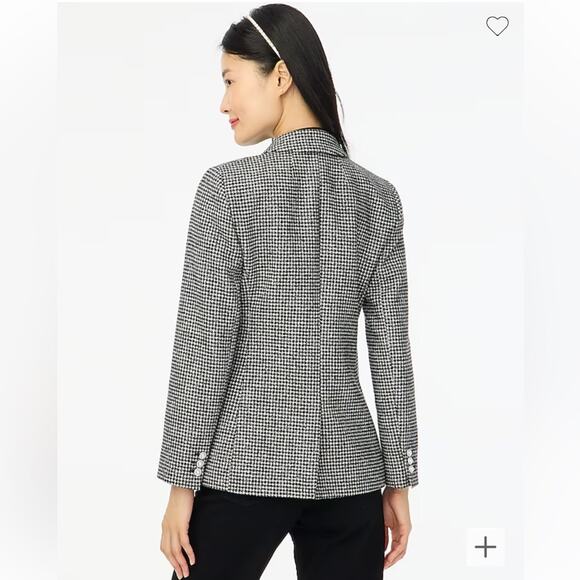 J.CREW Sparkle Houndstooth One Button Blazer Black White Chic Fancy Size 0 NEW - Picture 4 of 8